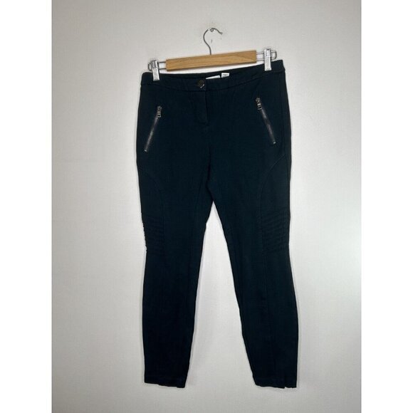 Adrienne Vittadini Black Zipper Detail Straight Leg Leggings Size 4 - Picture 2 of 13